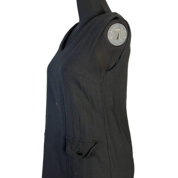1960s Black Mod Shift Dress w/ Pockets | Size 12 | Vintage Classic - Picture 14 of 16